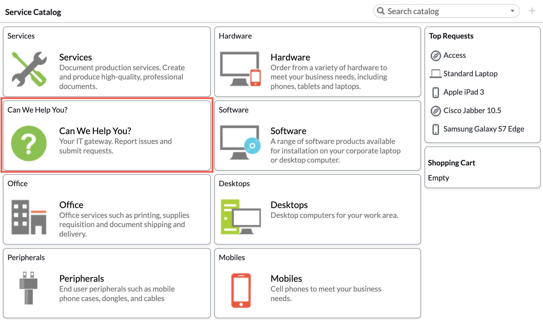 Catalogue de services