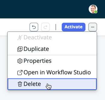 Option de menu pour supprimer un playbook