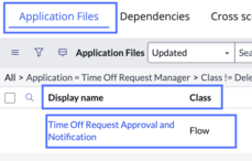Onglet Fichiers d’application avec entrée de flux en surbrillance.