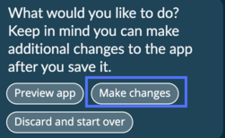 Options permettant de prévisualiser l’application, d’apporter des modifications ou d’abandonner l’application avec l’option Apporter des modifications mise en surbrillance.
