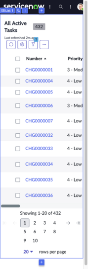 Page affichée au format mobile avec composant de liste.