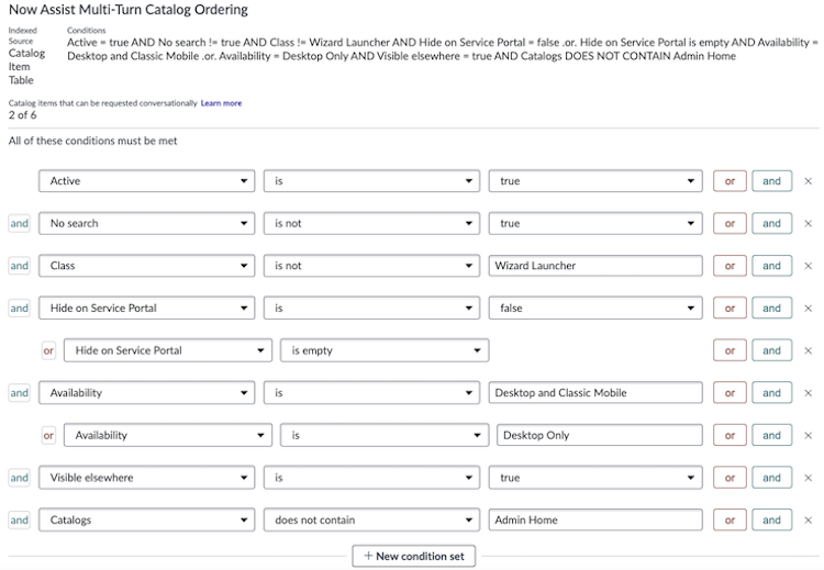 Now Assist Multi-Turn Catalog Ordering conditions.