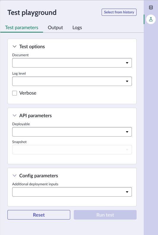Test parameters tab.