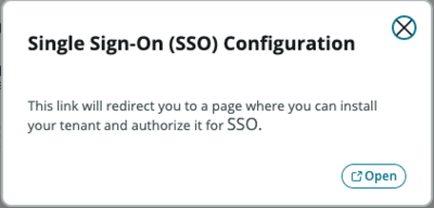 SSO Configuration opening dialog box.