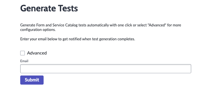 Image showing the Generate Tests module