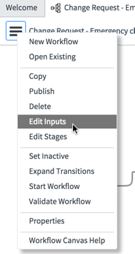 Editing workflow inputs
