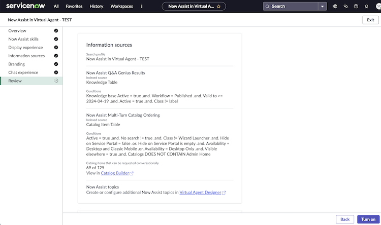 Review information sources in the Review page.