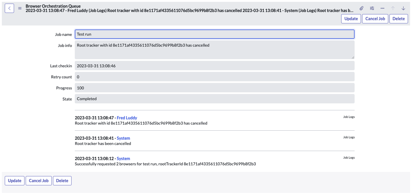 Image showing canceled test run