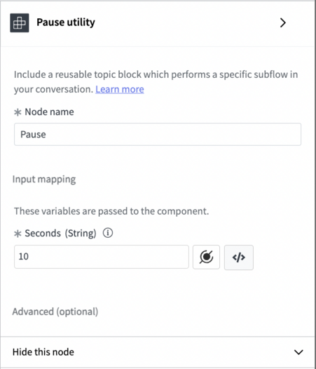 Pause utility properties.