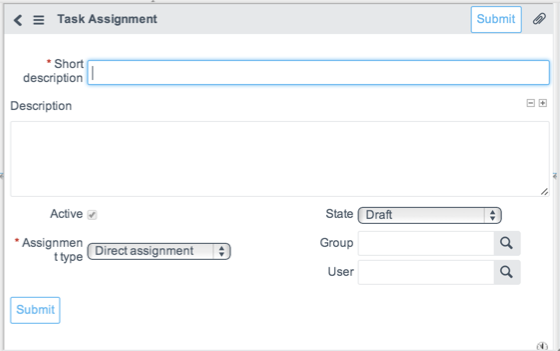 The task assignment form.
