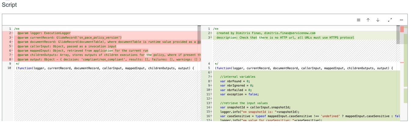 Compare version scripts