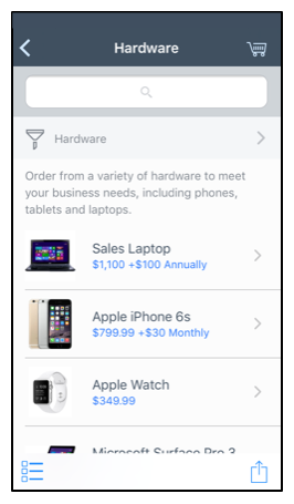 Screenshot for Service Catalog category.