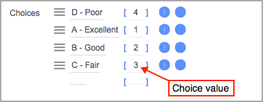 Survey designer question choice values