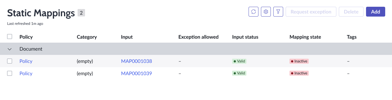 Request exception to a policy.