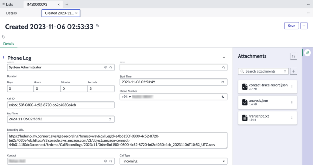 Each interaction record contains data related to the call that can be referenced in the future