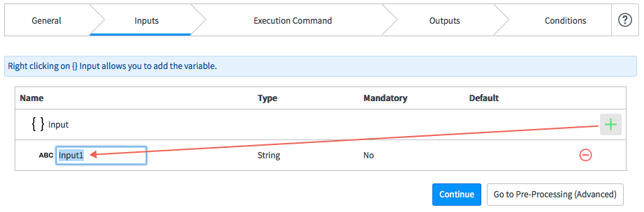 Creating an input variable