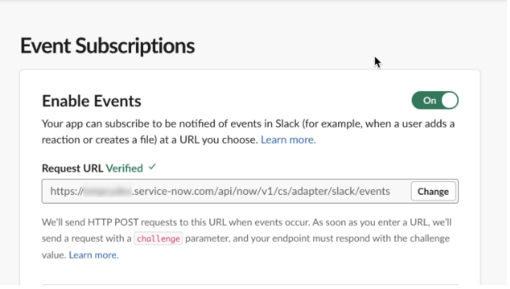 The Request URL field displays green "Verified" text with a check mark.