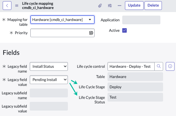 Assign CSDM life-cycle values to existing legacy values.