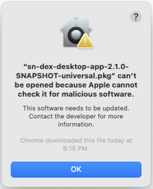 Popup-Fenster für schädliche Software.