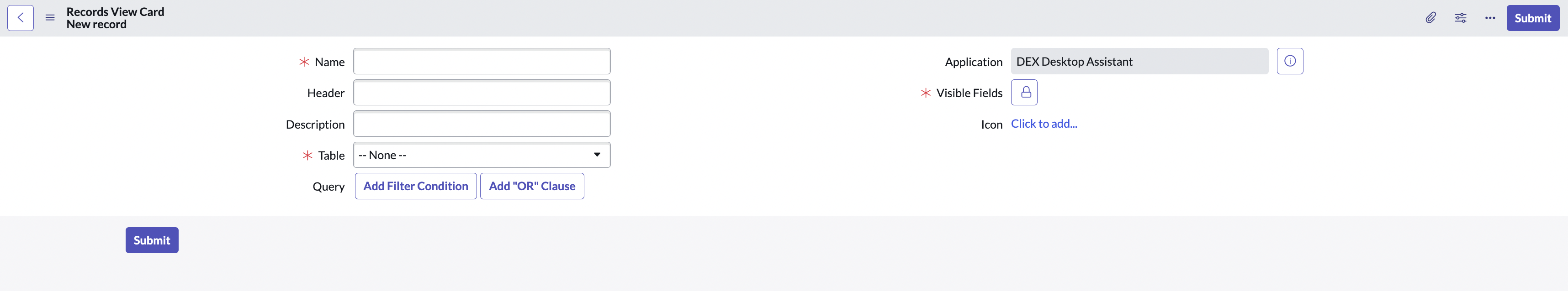 Die Seite, auf der Sie Details eingeben und eine Datensatzansichtskarte erstellen können.