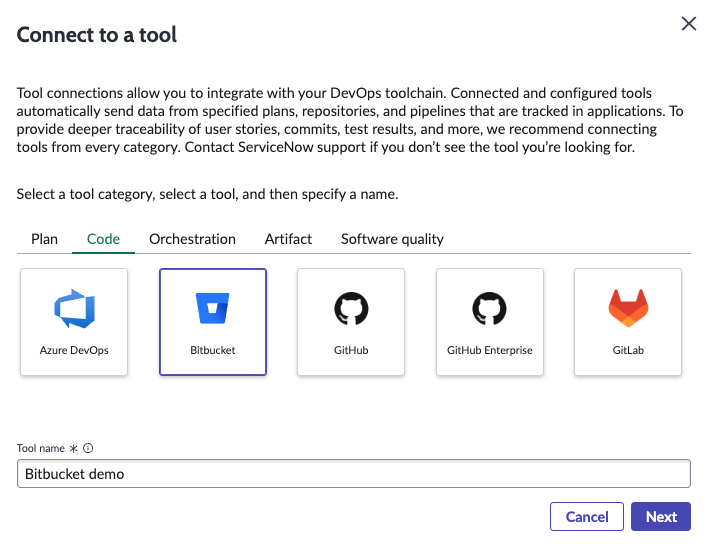 Stellen Sie eine Verbindung zum Bitbucket-Toolbildschirm her