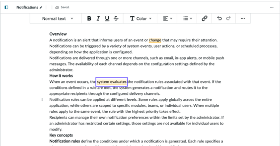 Comments highlighted in Docs.