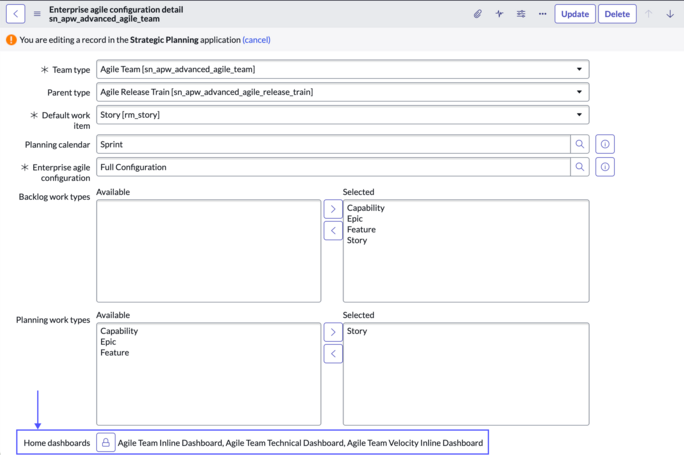 Updating Home dashboards for an EAP configuration.