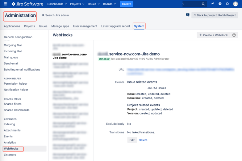 DevOps 変更の Webhook。