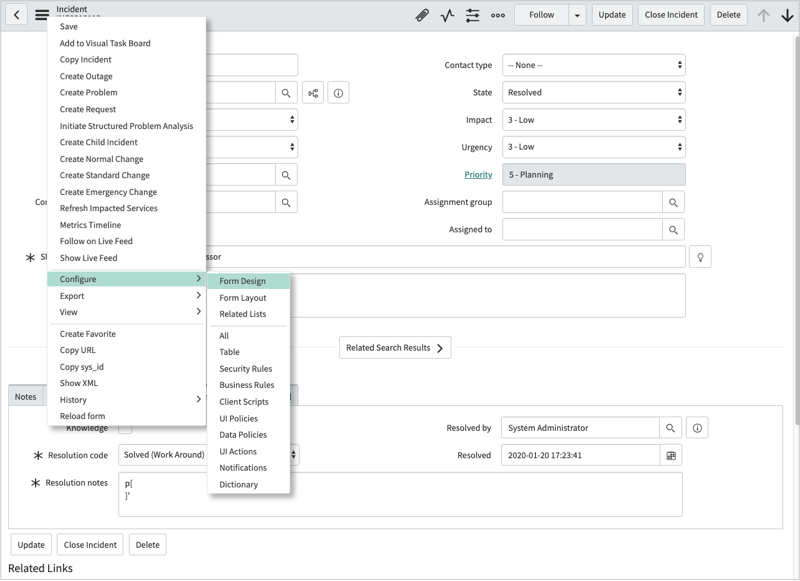 Configurer le formulaire d’incident