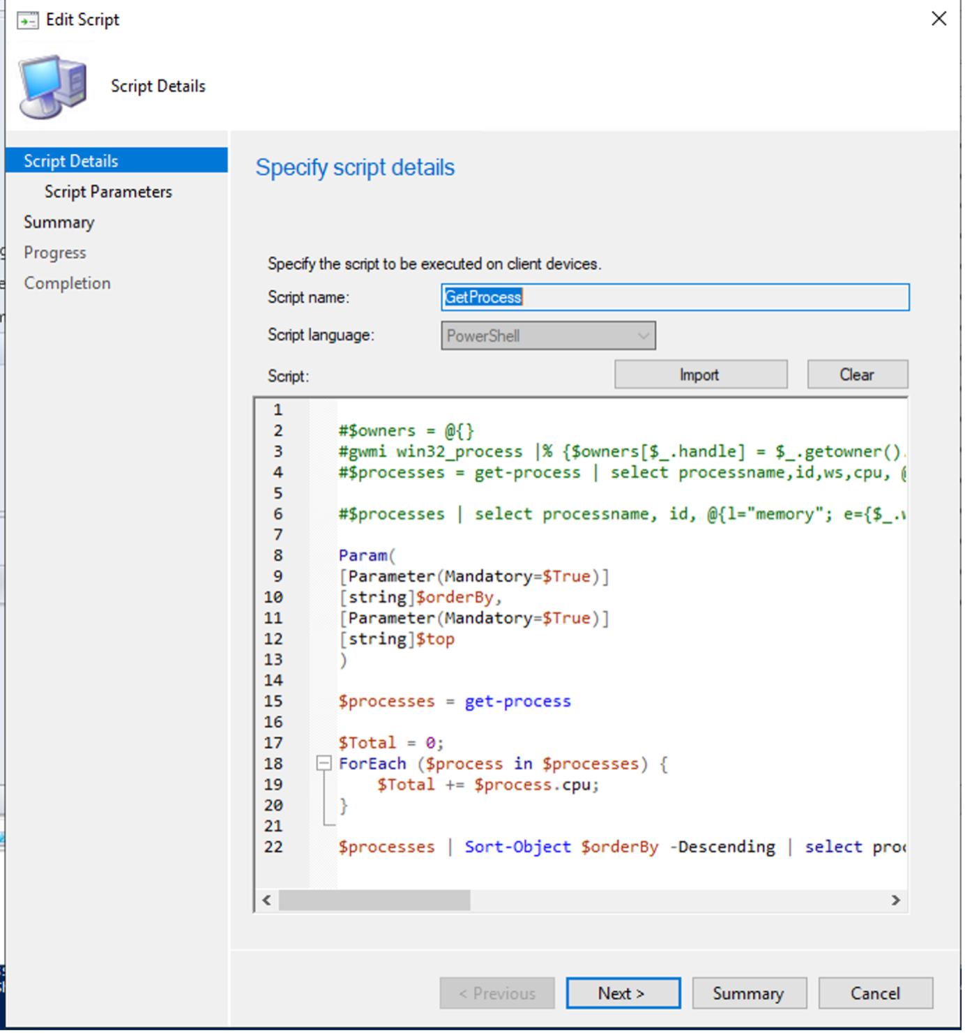 Ajouter un bloc de script