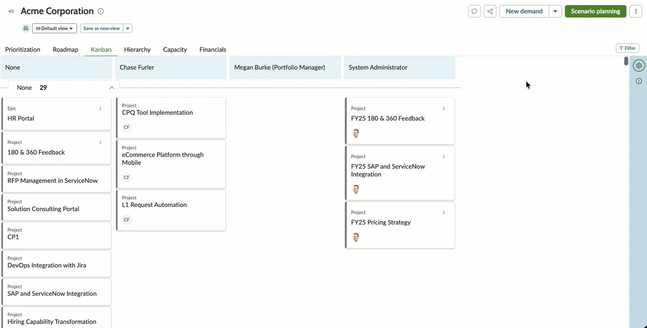 Using the Kanban side-panel, drag and drop, and changing the lanes functionality.