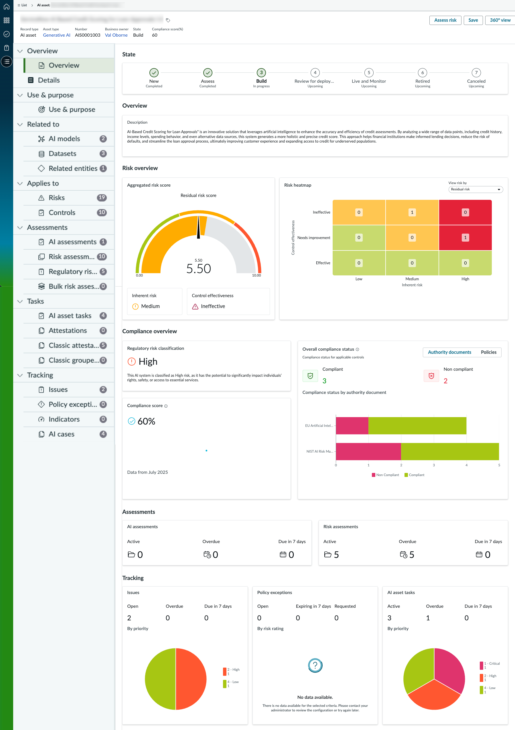 AI system overview page