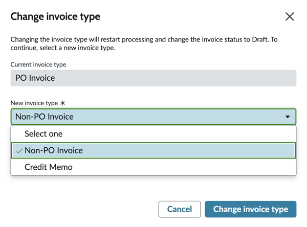 Change invoice type
