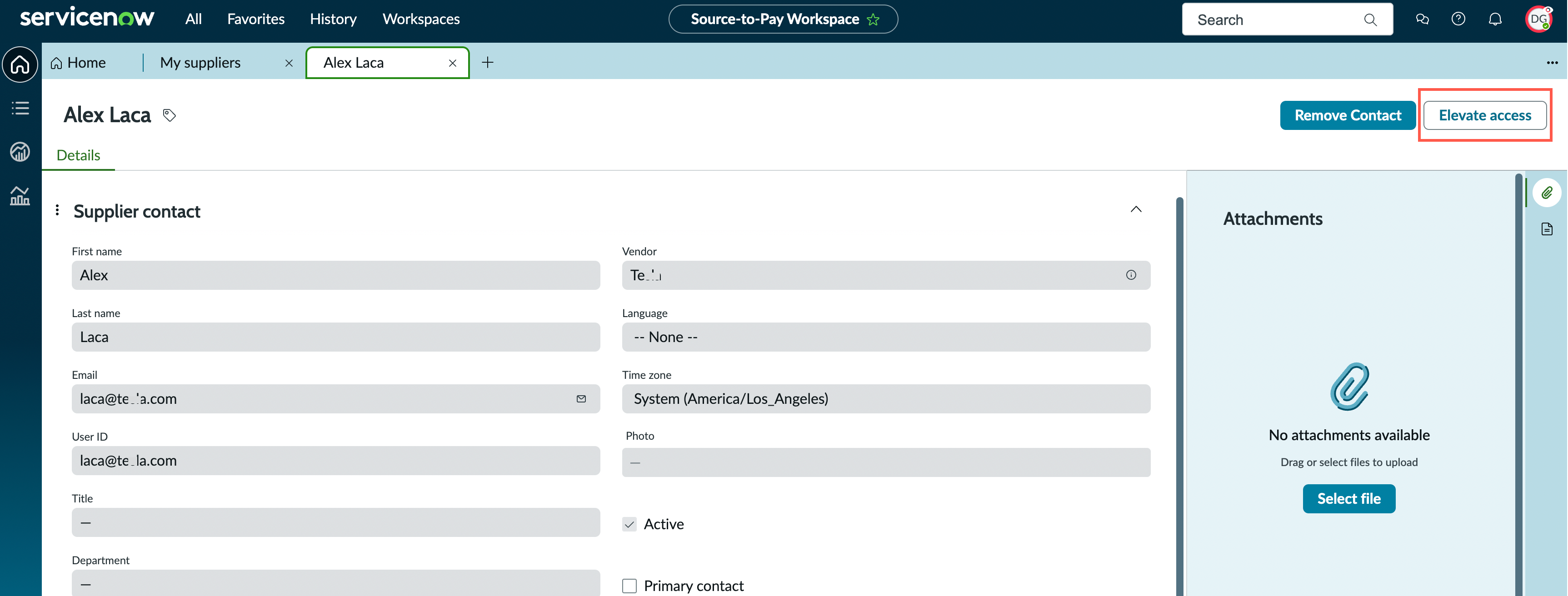 Selected Elevate access button.