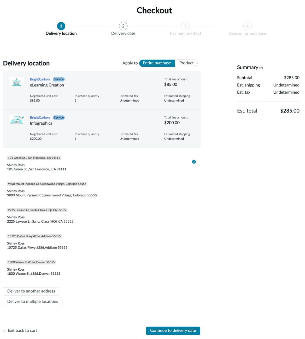 Adding delivery date for various products in your cart.