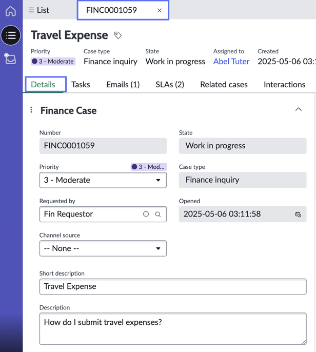View a finance case