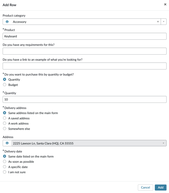 Form to add product details.