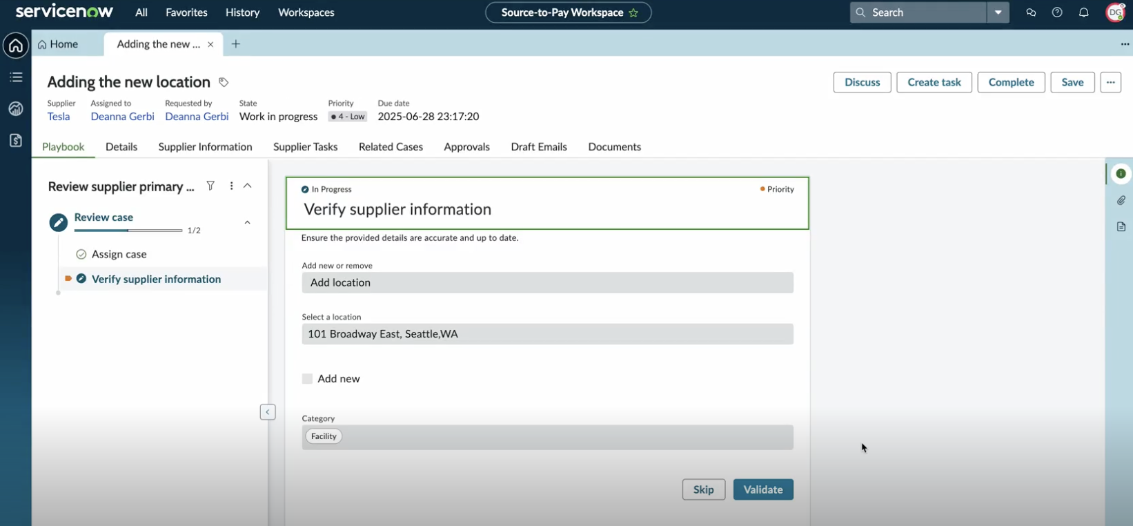 Verify supplier information