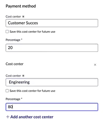 Cost allocation across multiple cost centers