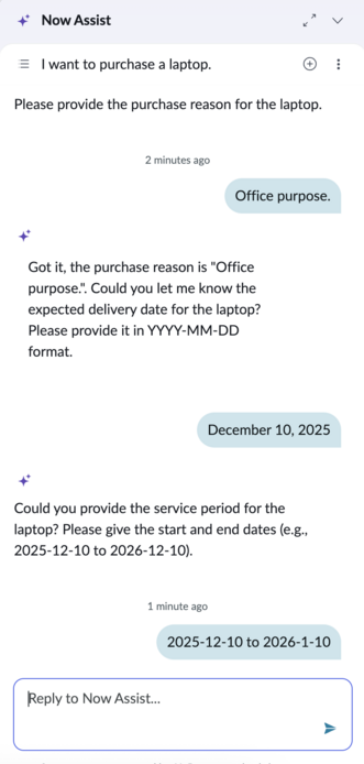 Provide additional details to create a purchase request.