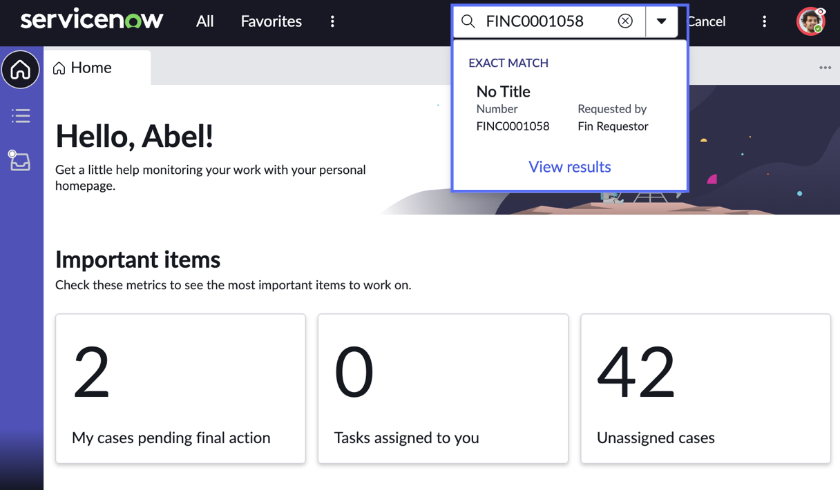 Search for finance cases