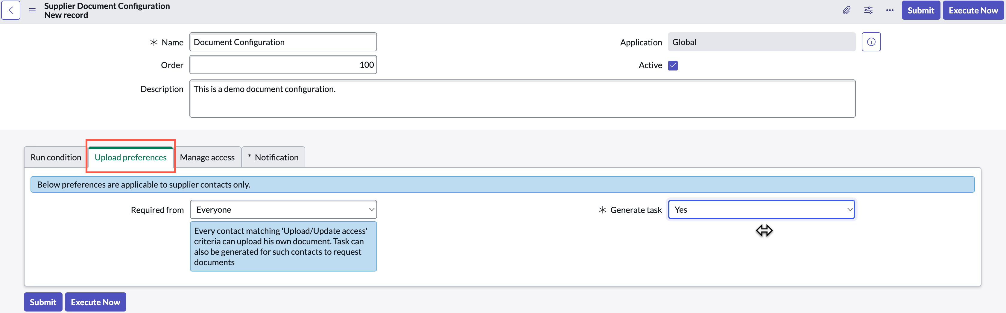 Selectd Upload preferences tab.