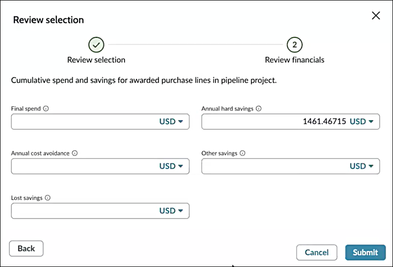 Review financials when awarding suppliers to a sourcing event.