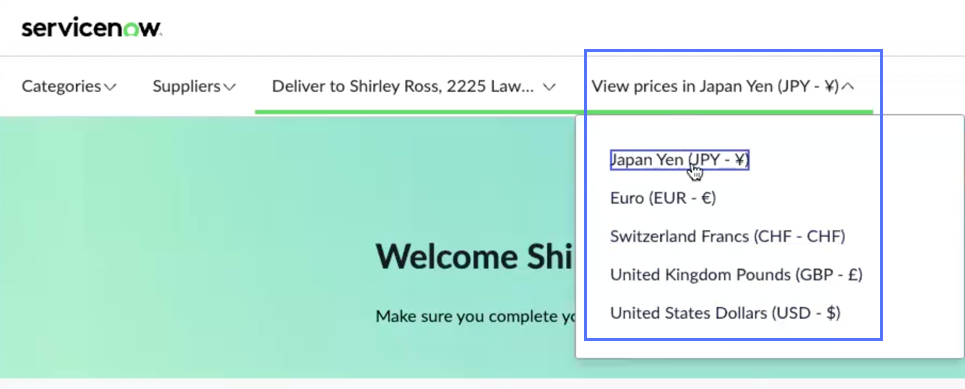 View local currency