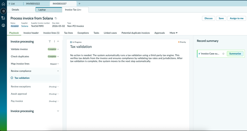 Tax validation in progress