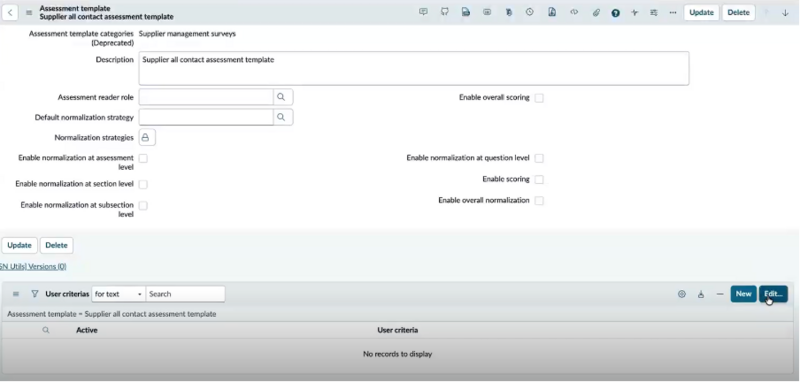 Edit button in User criteria section