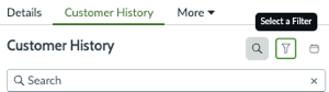 Customer History filter feature