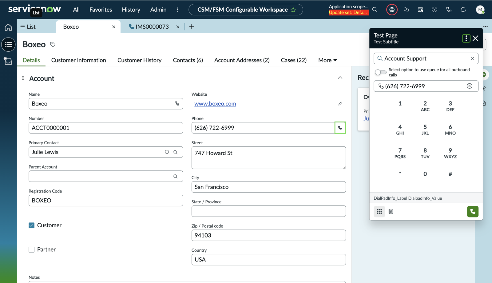 Click-to-call from an Interaction record