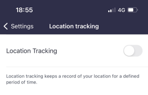 Página de configurações para habilitar o acompanhamento de localização na sua aplicação.