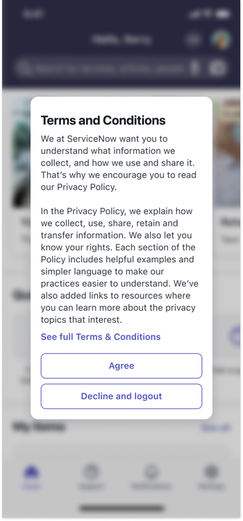 Pop-up móvel acionado na página de login com fundo desfocado.
